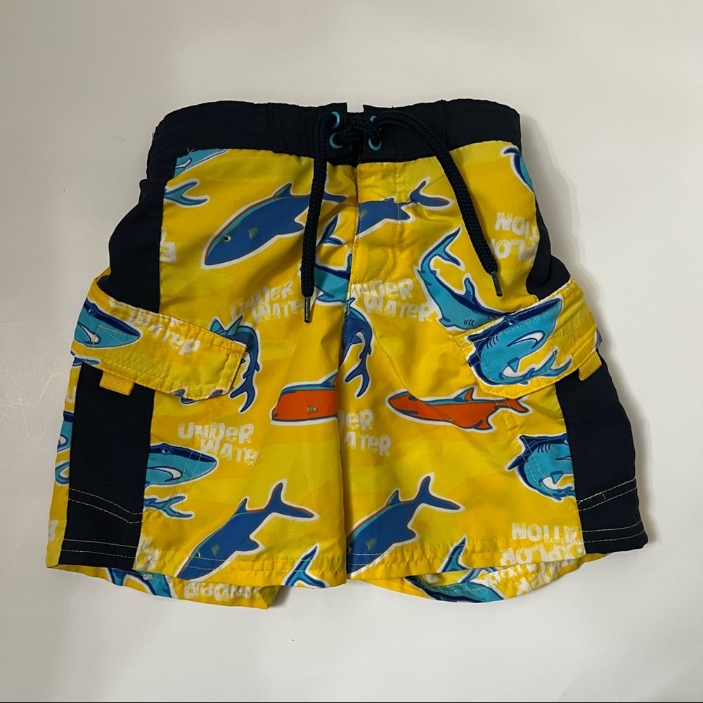 Used Greendog Boys Shark Swim Trunks - Size 3T